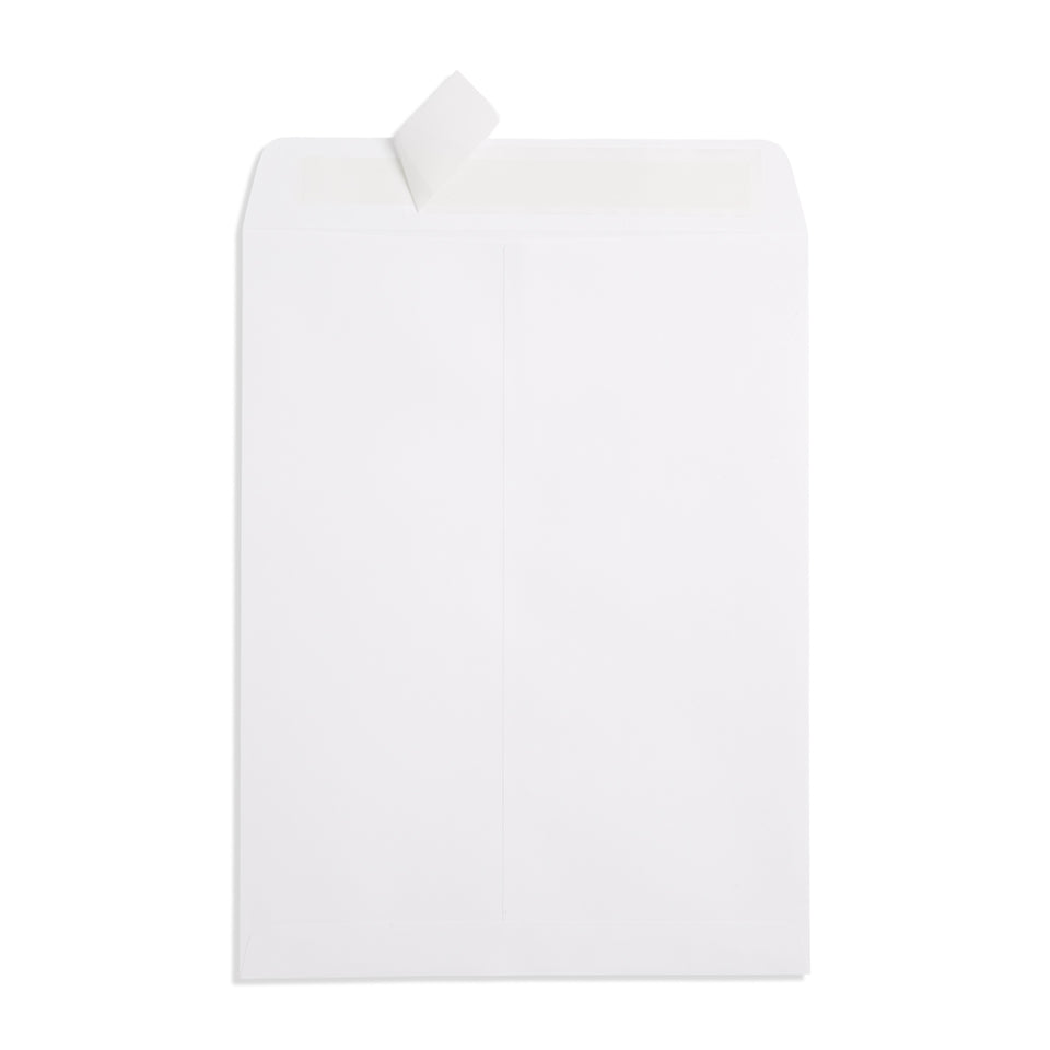 Blue Summit 100 White Catalog Envelopes - 28lb - 9 x 12 inch - Security Tinted, Strong Self Seal