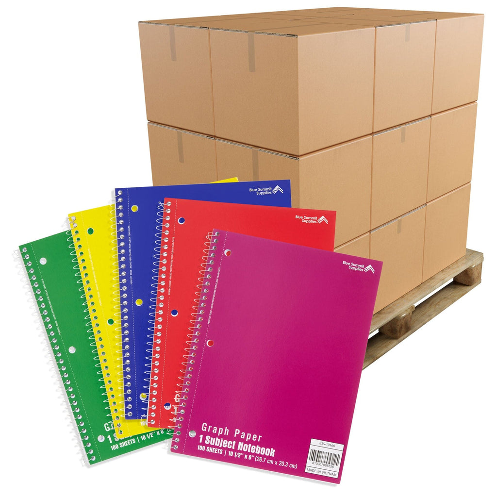 Blue Summit Spiral Notebook PALLET QUANTITY, Graph Paper, 100 Sheets