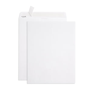 Blue Summit 50 White Catalog Envelopes - 28lb - 12 x 16 inch - Security Tinted, Strong Self Seal