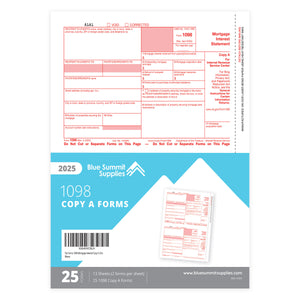 1098 Mortgage Interest Forms 2025, Copy A ONLY, 25 PAACK
