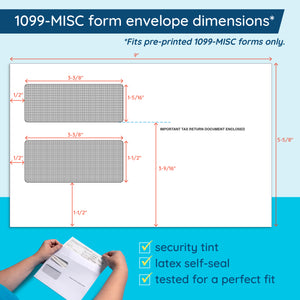 Blue Summit Supplies 1099 Tax Forms 2026, 25 Pack Bundle with 1099-NEC and 1099-MISC Forms, 25 Sets Each, Self-Seal Envelopes, and 1096 Transmittals