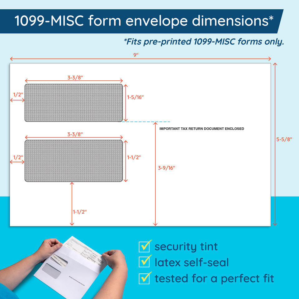 Blue Summit Supplies 1099 Tax Forms 2026, 25 Pack Bundle with 1099-NEC and 1099-MISC Forms, 25 Sets Each, Self-Seal Envelopes, and 1096 Transmittals