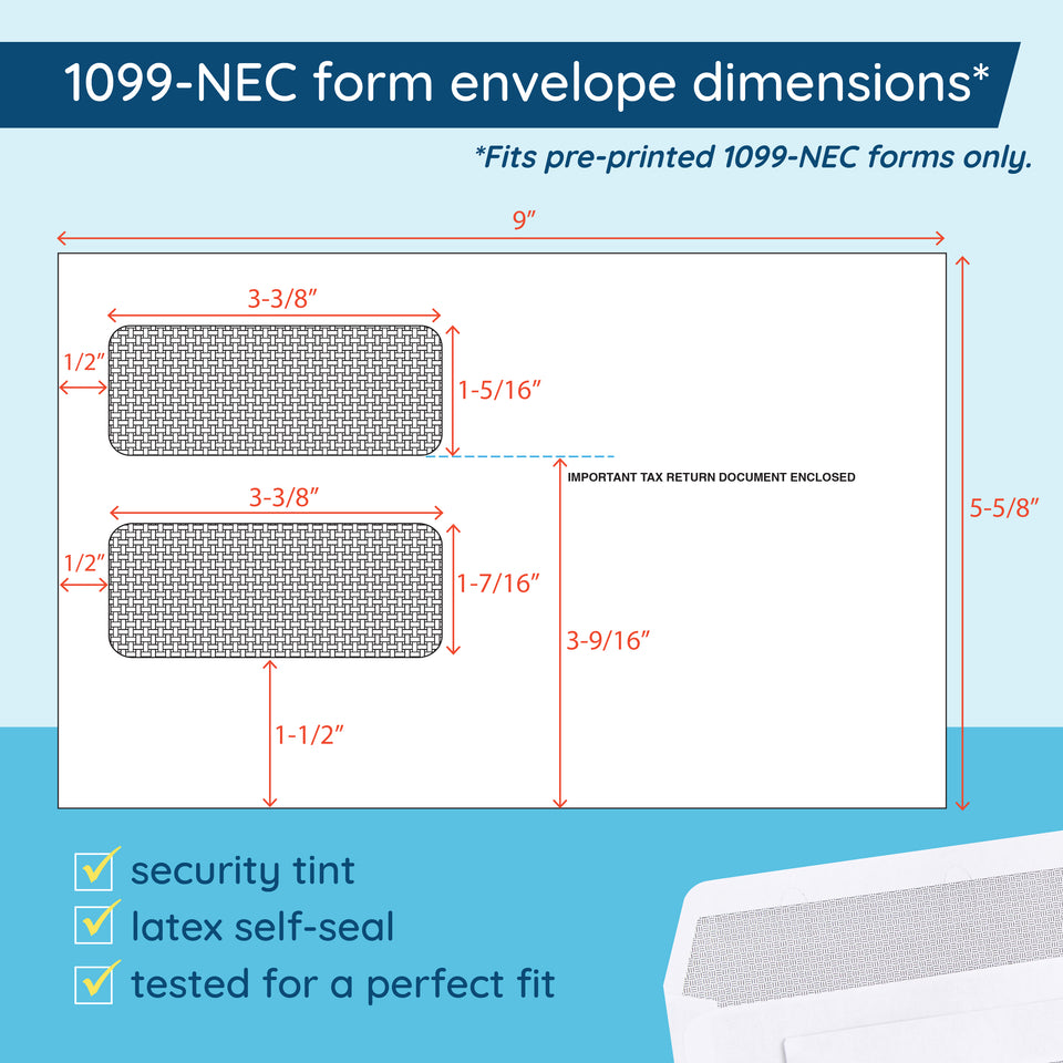 Blue Summit Supplies 1099 Tax Forms 2026, 25 Pack Bundle with 1099-NEC and 1099-MISC Forms, 25 Sets Each, Self-Seal Envelopes, and 1096 Transmittals
