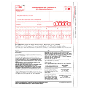 2025 Blue Summit Supplies 1096 Transmittal Tax Forms Summary Laser Forms, Compatible with QuickBooks and Accounting Software, 25 Pack