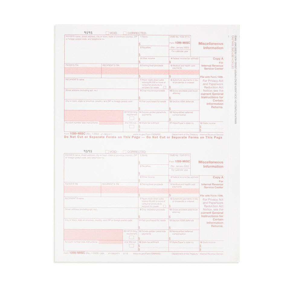 2023 Blue Summit Supplies Tax Forms, 1099 MISC 5 Part Tax Forms Kit, 50-Count 1099 Forms Blue Summit Supplies 