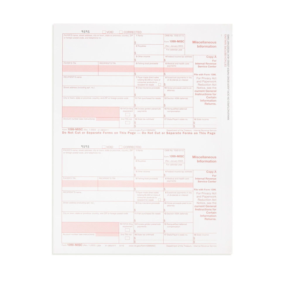 2023 Blue Summit Supplies Tax Forms, 1099 MISC 4 Part Tax Forms Kit, 25-Count 1099 Forms Blue Summit Supplies 