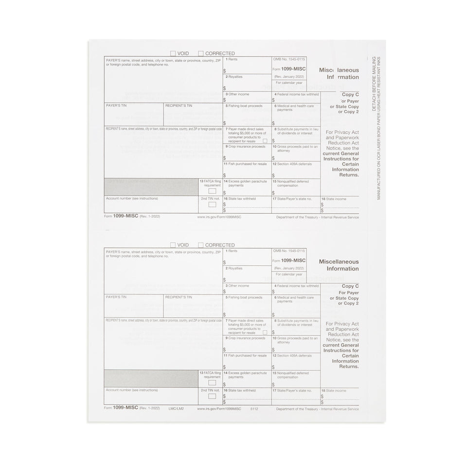 2023 1099 MISC 3 Part Tax Forms Kit, 25 Pack, NO COPY A, 25 Vendor Kit of Laser Forms Designed for QuickBooks and Accounting Software, 25 Self Seal Envelopes Included Blue Summit Supplies 