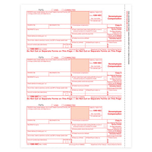 2025 Blue Summit Supplies Tax Forms, 1099-NEC Copy A Forms, 50-Pack (17 Sheets)