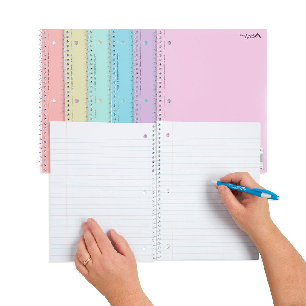 Linear Ruled Notebook College Ruled Spiral Notebooks, 70ct, Pastel Colors, 6 Pack