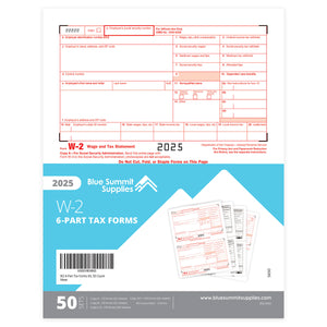 2025 Blue Summit Supplies Tax Forms, W2 6-Part Tax Forms Kit, 50 Count