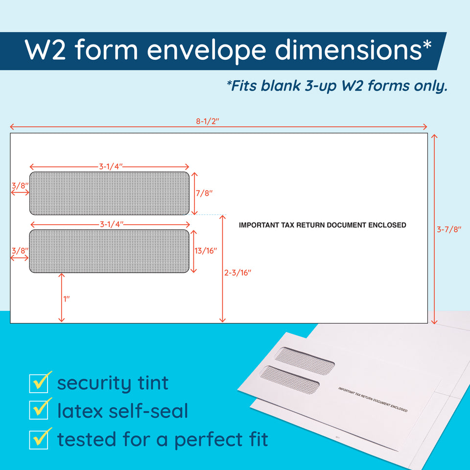 2026 Blue Summit Supplies Tax Forms, Blank W2 3-Up Horizontal Bundle, 100-Pack