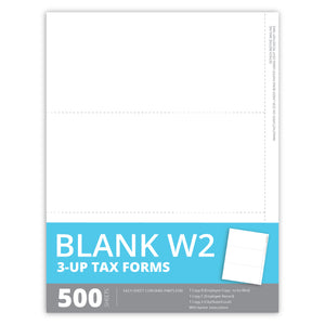 2026 Blue Summit Supplies Tax Forms, Blank W2 3-Up Horizontal, 500-Pack
