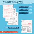 2026 Blue Summit Supplies Tax Forms, 1099 NEC 4-Part Carbonless Continuous Forms for Dot Matrix, 25-Pack