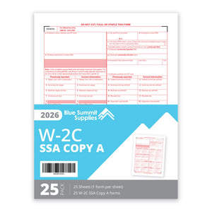 2026 Blue Summit Supplies W2-C Wage Corrected & Tax Statement Form, 25 Pack