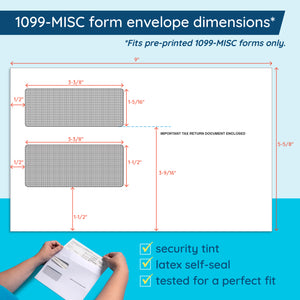 2026 Blue Summit Supplies 1099-MISC 5-Part Tax Form Bundle, with Self-Seal Envelopes, 12 Pack