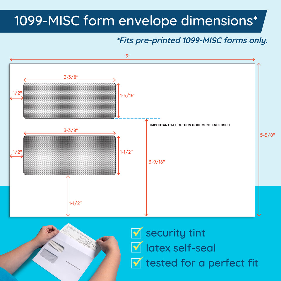 2026 Blue Summit Supplies 1099-MISC 5-Part Tax Form Bundle, with Self-Seal Envelopes, 12 Pack