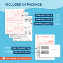 2026 Blue Summit Supplies 1099-MISC 5-Part Tax Form Bundle, with Self-Seal Envelopes, 12 Pack