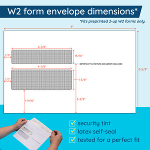 2026 Blue Summit Supplies W2 6-Part Tax Form Bundle, with Self-Seal Envelopes, 12 Pack