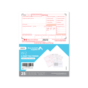 2023 Blue Summit Supplies Tax Forms, W2 4 Part Tax Forms Bundle with Self Seal Envelopes, 25-Count W2 Forms Blue Summit Supplies 