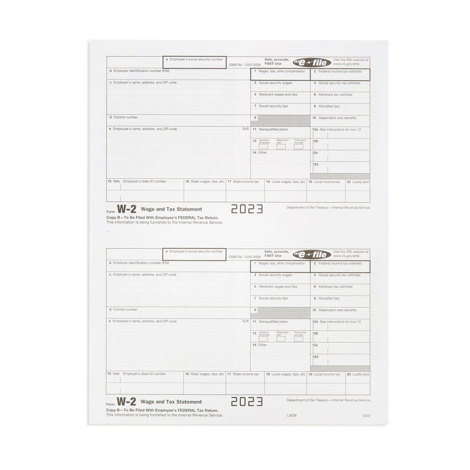 2023 Blue Summit Supplies Tax Forms, W2 4 Part Tax Forms Bundle with Self Seal Envelopes, 25-Count W2 Forms Blue Summit Supplies 