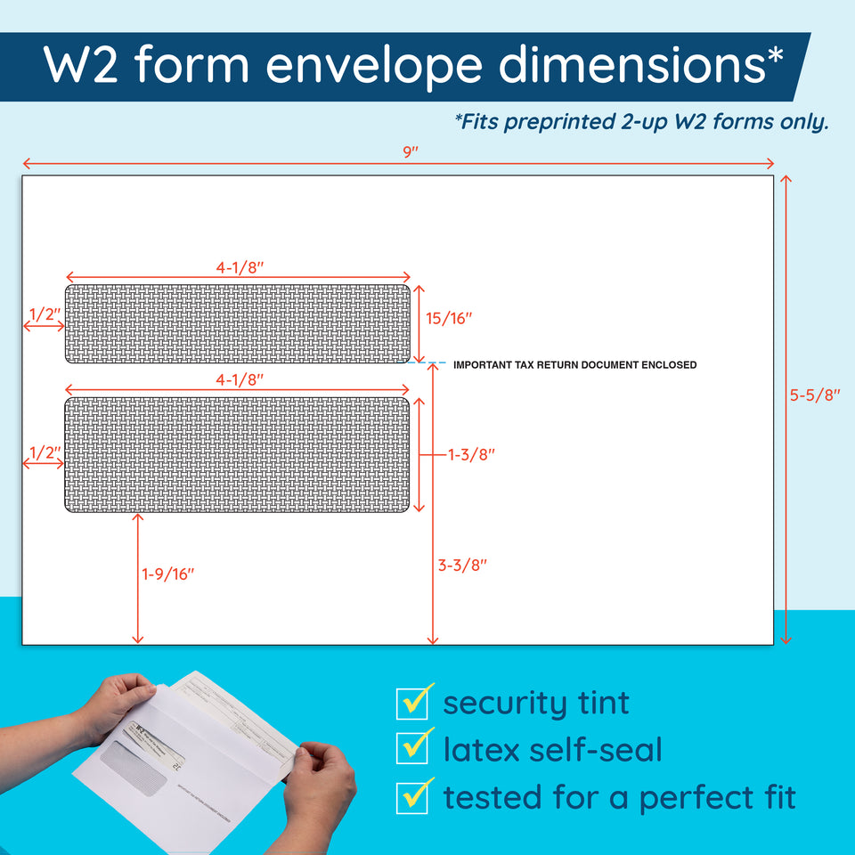 2026 Blue Summit Supplies Tax Forms, W2 6 Part Tax Forms Bundle with Self Seal Envelopes, 50-Count