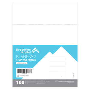 2025 Blue Summit Supplies Tax Forms, Blank W2 4-Up Horizontal Tax Forms, 100-Count (4 Down Forms)