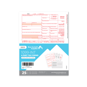 2023 Blue Summit Supplies Tax Forms, 1099 INT 4 Part Tax Forms Bundle with Seal Seal Envelopes, 25-Count 1099 Forms Blue Summit Supplies 