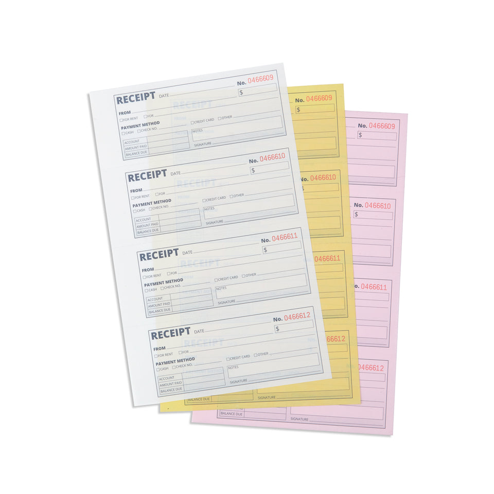 Blue Summit Supplies Receipt Books with 3-Part Carbonless Forms, 5 Pack
