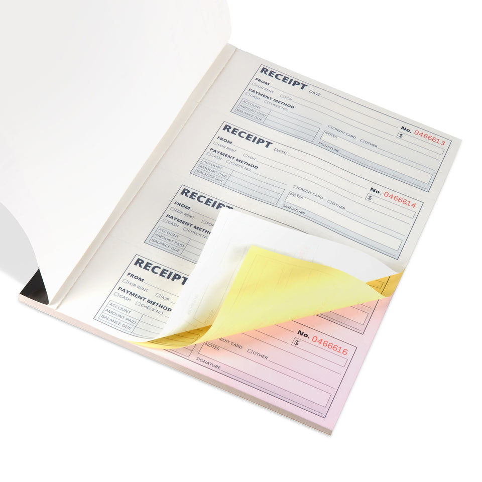 Blue Summit Supplies Receipt Books with 3-Part Carbonless Forms, 5 Pack