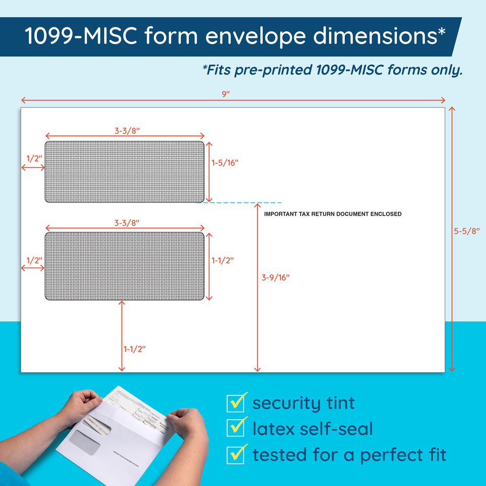 2026 Blue Summit Supplies Tax Forms, 1099 MISC 4 Part Tax Forms Bundle with Software and Self Seal Envelopes, 25-Count