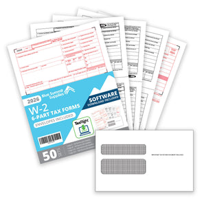 2026 Blue Summit Supplies Tax Forms, W2 6 Part Tax Forms Bundle with Software and Self Seal Envelopes, 50-Count
