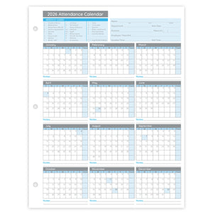 Blue Summit Supplies Employee 2026 Attendance Sheets, Hole Punched, 50 Pack