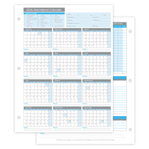 Blue Summit Supplies Employee 2026 Attendance Sheets, Hole Punched, 50 Pack