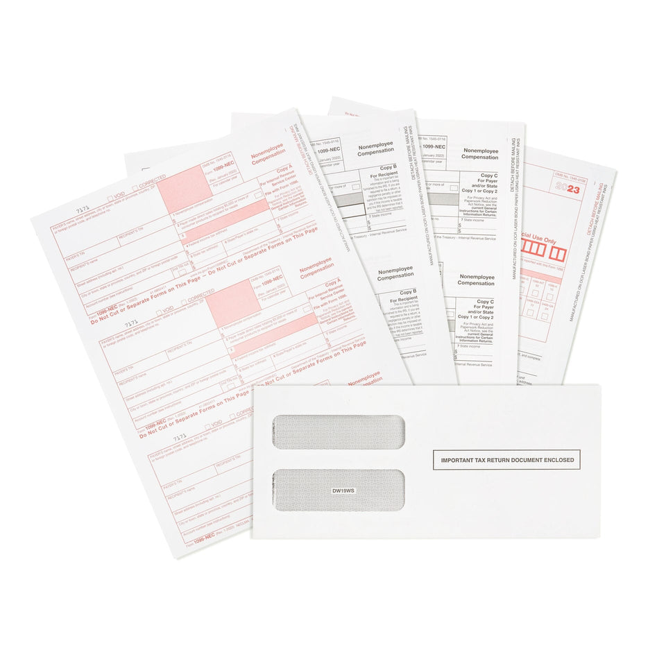 2023 Blue Summit Supplies 1099 NEC 5-Part Tax Bundle, with Self-Seal Envelopes, 12 Pack Tax Form Envelopes Blue Summit Supplies 