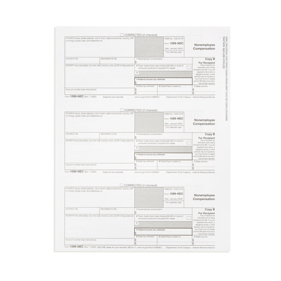 2023 Blue Summit Supplies Tax Forms, 1099-NEC 4-Part Tax Form BUNDLE, 50-Pack 1099 Forms Blue Summit Supplies 