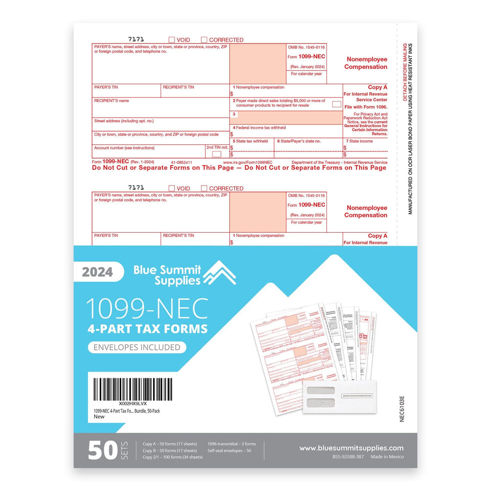 2024-blue-summit-supplies-tax-forms-1099-nec-4-part-tax-form-bundle for Free Printable 1099 Nec Form 2023 Pdf 2024 Blue Summit Supplies Tax Forms, 1099-NEC 4-Part Tax Form BUNDLE, for Free Printable 1099 Nec Form 2023 Pdf