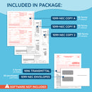 2026 Blue Summit Supplies Tax Forms, 1099-NEC 4-Part Tax Form BUNDLE, 50-Pack