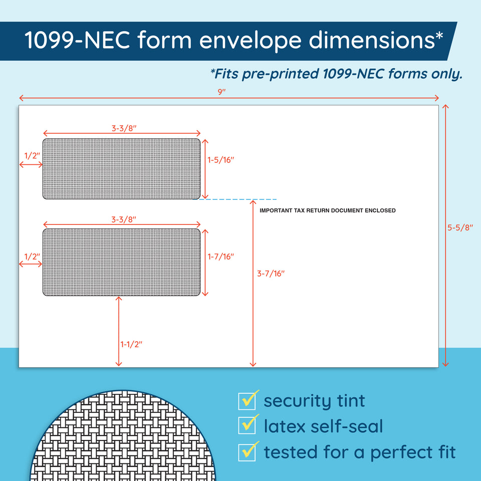 2026 Blue Summit Supplies Tax Forms, 1099-NEC Self-Seal 4-Part Tax Form BUNDLE, 25-Pack