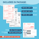 2026 Blue Summit Supplies Tax Forms, 1099-NEC Self-Seal 4-Part Tax Form BUNDLE, 25-Pack