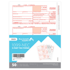 2025 Blue Summit Supplies Tax Forms, 1099-NEC 5-Part Tax Form KIT, 50-Pack