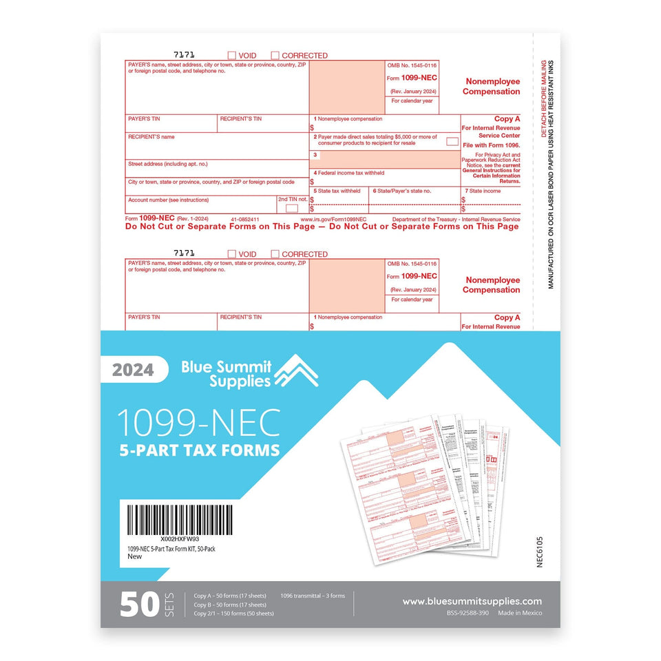 2024-blue-summit-supplies-tax-forms-1099-nec-5-part-tax-form-kit-50 for Free Printable 1099 Nec 2023 2024 Blue Summit Supplies Tax Forms, 1099-NEC 5-Part Tax Form KIT, 50- for Free Printable 1099 Nec 2023