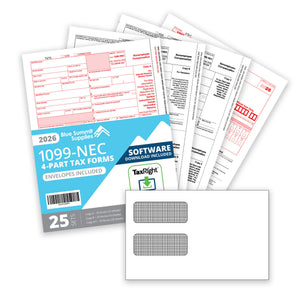 2026 Blue Summit Supplies Tax Forms, 1099-NEC Self-Seal 4-Part Tax Form BUNDLE, with Software, 25-Pack