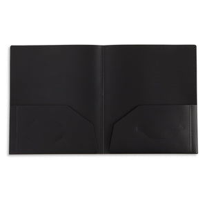 Plastic Two-Pocket Folder, Black, 24 Pack [5 Packs/CT] Blue Summit Supplies 