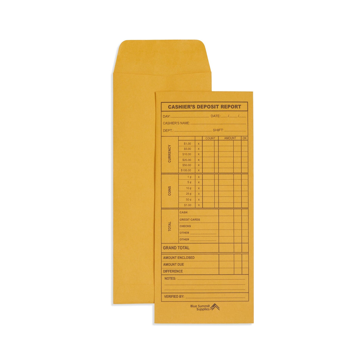 500 Deposit Report Envelopes, Cash Envelopes for Small Business, Retai