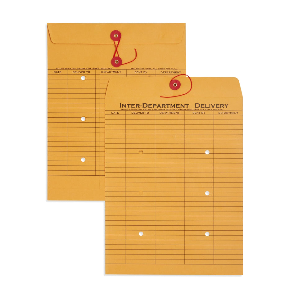 Interoffice Envelopes with String and Button, 10" x 13", 100 Envelopes Blue Summit Supplies 