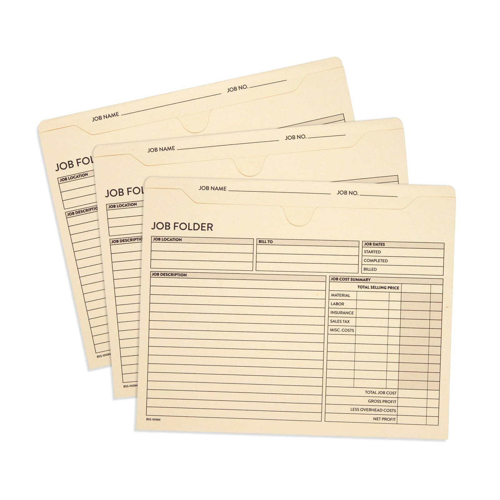Manila File Jacket, Job Folders, 100 Pack