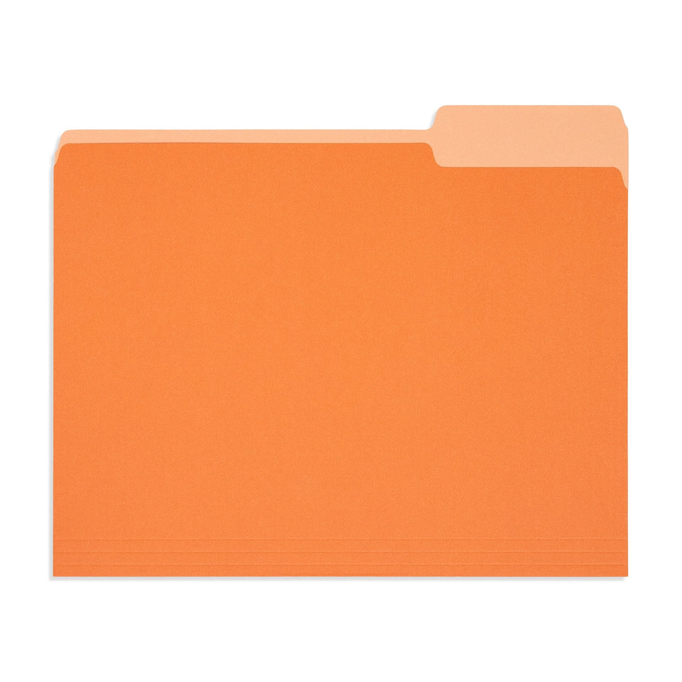 File Folder, Two Tone, Letter Size, Orange (-315 color), 100 Pack Blue Summit Supplies 