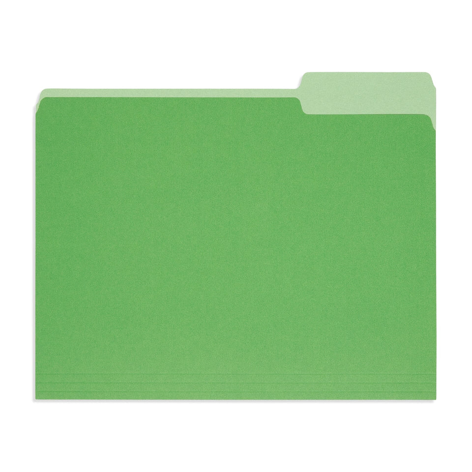 File Folder, Two Tone, Letter Size, Green (-314 color), 100 Pack Blue Summit Supplies 