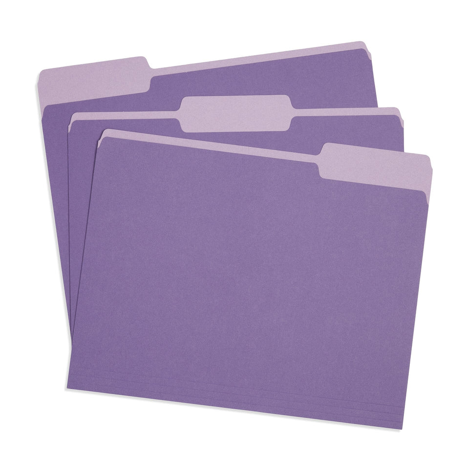 File Folder, Two Tone, Letter Size, Purple (-1072 color), 100 Pack Blue Summit Supplies 