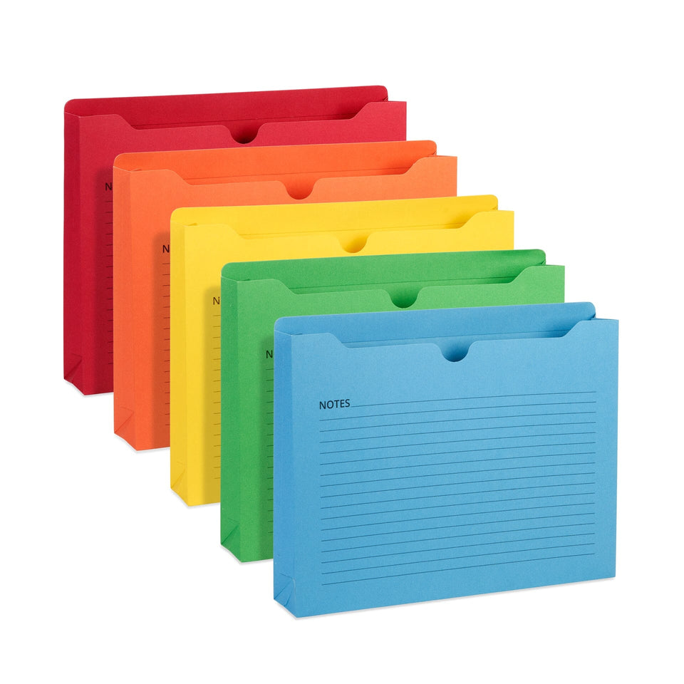 Coloured File Jackets Blue Summit File Jackets, Lined for Notes, Letter Size, 2” Expansion,